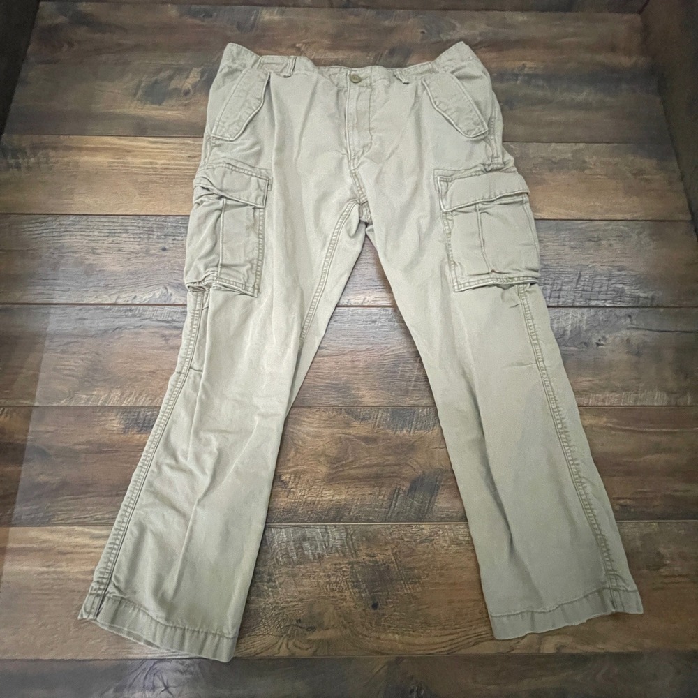Old Navy Mens Khaki Cargo Pants 38x30 Tan Cotton Canvas Utility Straight Leg